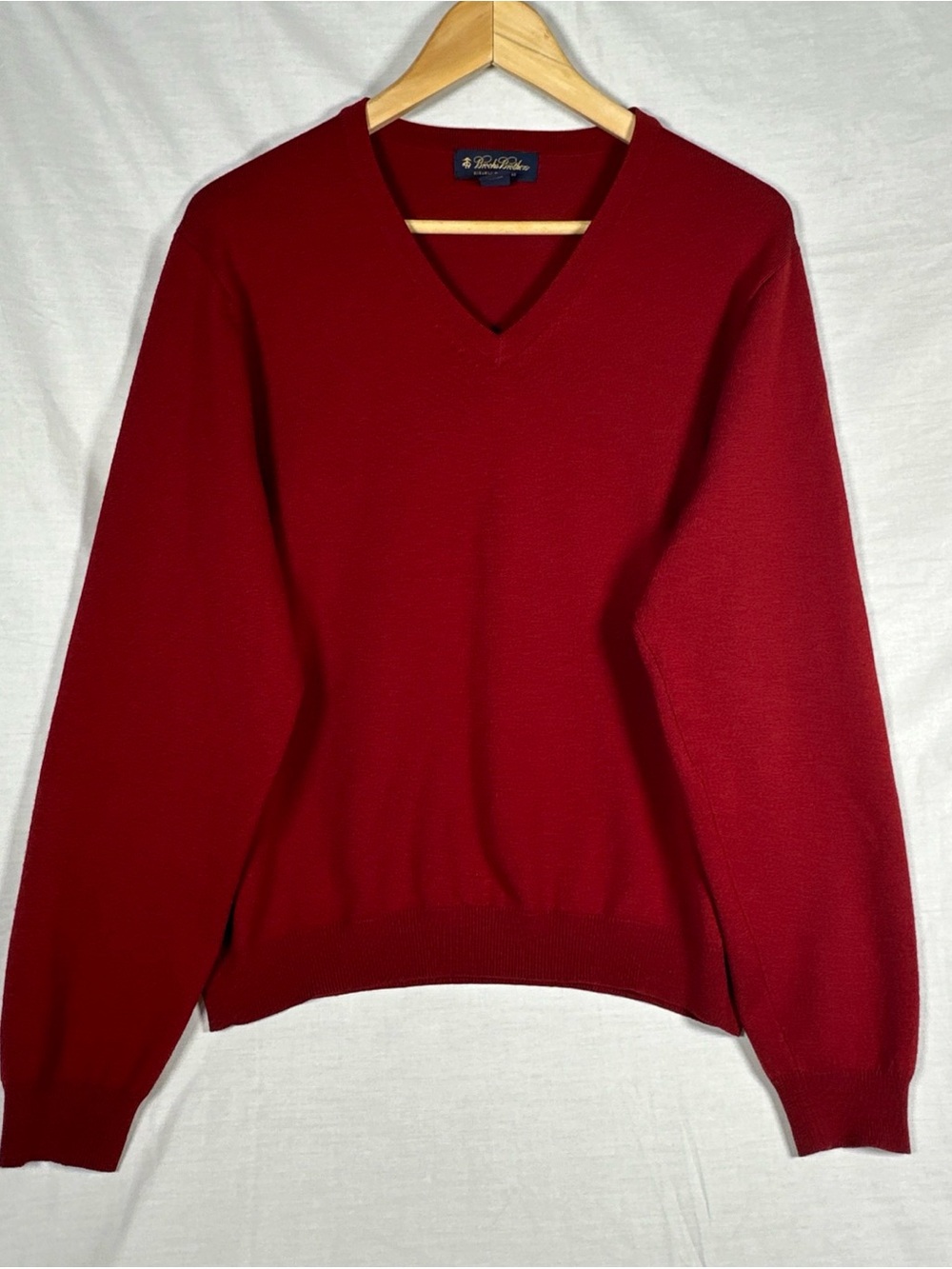 Brooks Brothers Men's V-Neck Sweater in Deep Red Medium Preppy